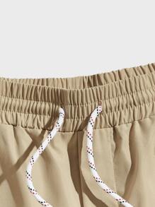 Manfinity VCAY Quần Short Nam Dây kéo Túi Nhiệt đới Giải trí - Màu Khaki - Xem 3