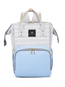 1 túi đựng tã công suất lớn có sọc - Màu xanh nhạt - Xem 1