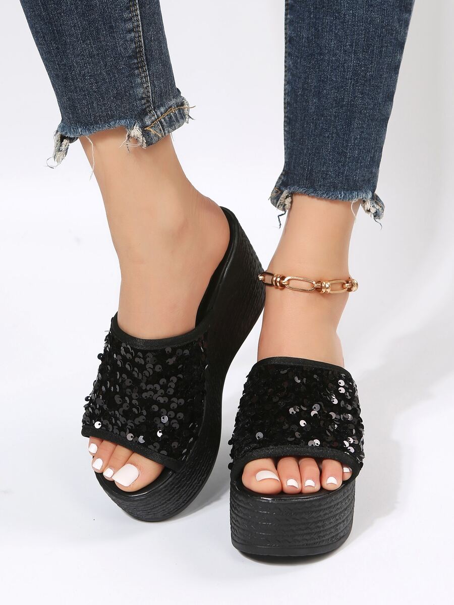 Giày bệt dày và Dép nêm Nữ - màu đen - Xem 1