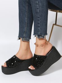 Giày bệt dày và Dép nêm Nữ - màu đen - Xem 2