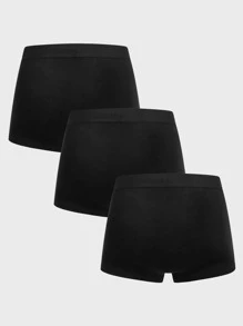 Hombres 3 piezas Calzoncillos boxer con cinta con letra - Negro - Ver 2