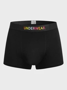 Hombres 3 piezas Calzoncillos boxer con cinta con letra - Negro - Ver 3
