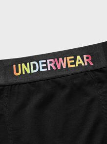 Hombres 3 piezas Calzoncillos boxer con cinta con letra - Negro - Ver 4