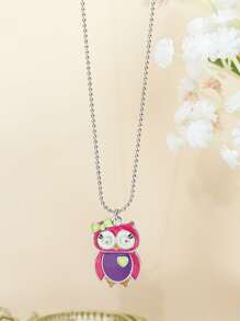 Cartoon Owl Charm Necklace - Multicolor - View 1