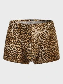 Extended Sizes Men Leopard Print Boxer Brief - Brown - View 1