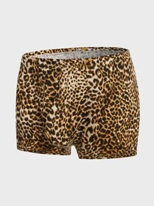 Extended Sizes Men Leopard Print Boxer Brief - Brown - View 5