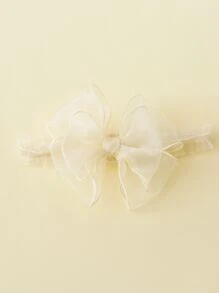 1pair Baby Bow Decor Socks & 1pc Hair Band - Beige - View 3