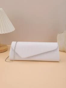 Crocodile Embossed Envelope Bag Bag Flap White Elegant - White - View 1