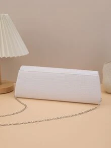 Crocodile Embossed Envelope Bag Bag Flap White Elegant - White - View 2