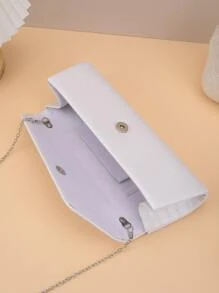 Crocodile Embossed Envelope Bag Bag Flap White Elegant - White - View 4