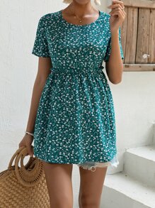 SHEIN Maternity Ditsy Floral Print Frill Trim Peplum Blouse - Multicolor - View 6