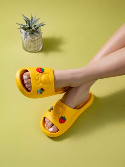 女士花和草莓裝飾學院拖鞋