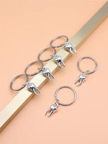 6pcs Women Teeth Charm Creative Keychain For Key Decoration - Antique Silver - View 2