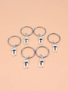 6pcs Women Teeth Charm Creative Keychain For Key Decoration - Antique Silver - View 3
