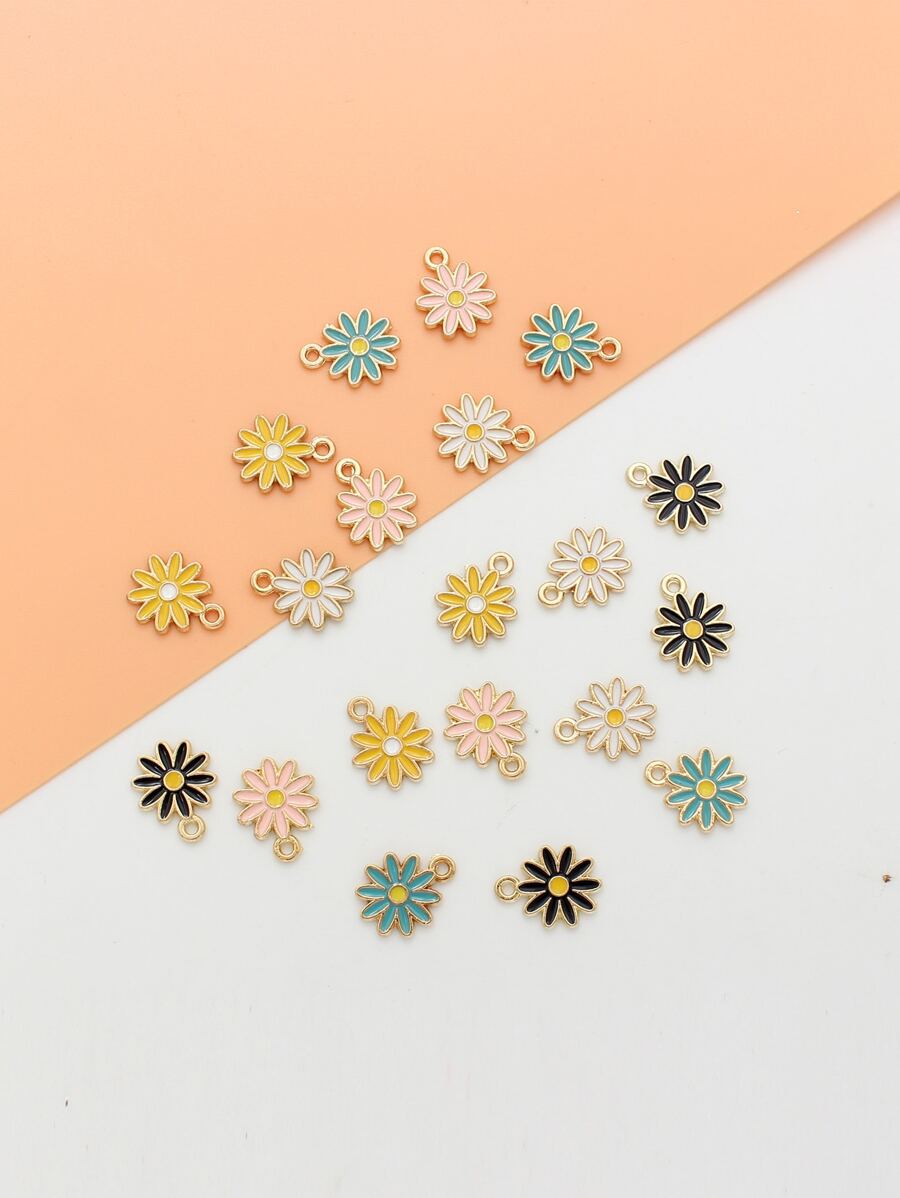 20pcs/Set Alloy Flower DIY Pendant Valentines - Multicolor - View 1