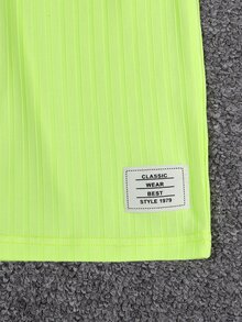 SHEIN Girls Ribbed Knit Tank Top & Letter Patched Detail Skirt - Lime Green - View 5