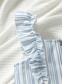 Toddler Girls Striped Ruffle Trim Top & Skirt - Blue and White - View 3