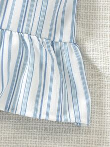 Toddler Girls Striped Ruffle Trim Top & Skirt - Blue and White - View 4