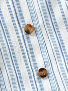 Toddler Girls Striped Ruffle Trim Top & Skirt - Blue and White - View 5