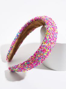 1 băng đô trang trí hạt ngẫu nhiên cho nữ phong cách thời trang - Màu Hồng Tươi - Xem 2