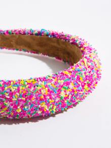 1 băng đô trang trí hạt ngẫu nhiên cho nữ phong cách thời trang - Màu Hồng Tươi - Xem 3