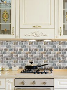 Etiqueta engomada impermeable de la cocina del patrón del ladrillo 2piezas, papel pintado resistente al calor para la cocina - Multicolor - Ver 3