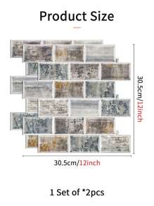 Etiqueta engomada impermeable de la cocina del patrón del ladrillo 2piezas, papel pintado resistente al calor para la cocina - Multicolor - Ver 5