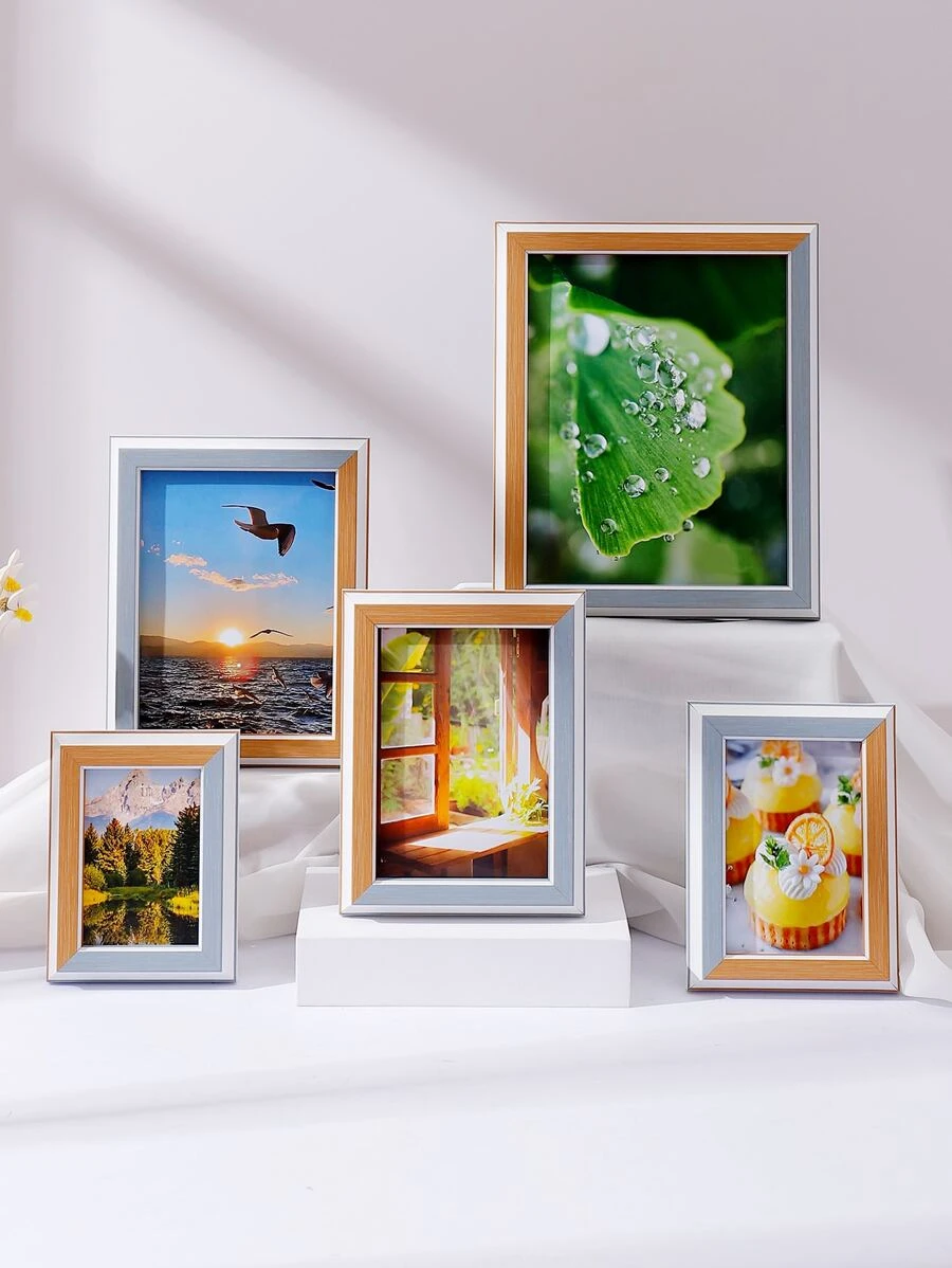 1pc Color Block Photo Frame Without Inner Paper, Plastic Photo Frame For Home Decor - Multicolor - View 1