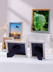 1pc Color Block Photo Frame Without Inner Paper, Plastic Photo Frame For Home Decor - Multicolor - View 2