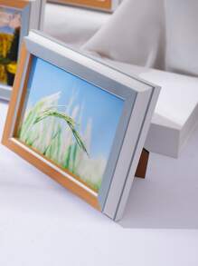 1pc Color Block Photo Frame Without Inner Paper, Plastic Photo Frame For Home Decor - Multicolor - View 3