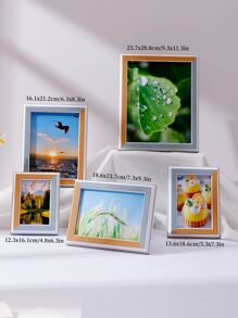 1pc Color Block Photo Frame Without Inner Paper, Plastic Photo Frame For Home Decor - Multicolor - View 5