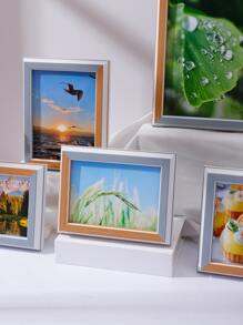 1pc Color Block Photo Frame Without Inner Paper, Plastic Photo Frame For Home Decor - Multicolor - View 6