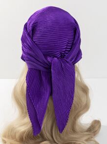 1入組女士素色起皺休閒方巾 - 紫色 - 查看 1