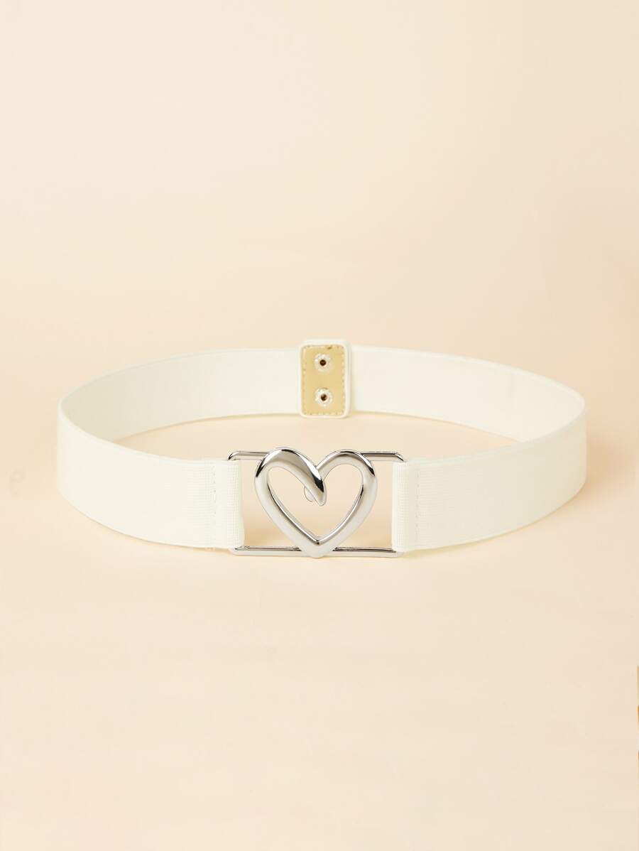1入組女士心形搭扣時尚鬆緊腰帶適用於衣服裝飾用品 - 白色 - 查看 1