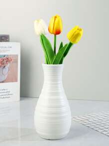 1入組素色花白色塑膠花瓶裝飾 - 白色 - 查看 2