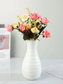 1入組素色花白色塑膠花瓶裝飾 - 白色 - 查看 4