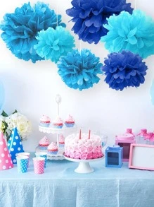 Bộ 8/16 quả cầu hoa giấy màu xanh và trắng, hoàn hảo cho đám cưới, sinh nhật, tiệc tùng và trang trí nhà cửa, Giáng sinh - Màu xanh lam - Xem 3