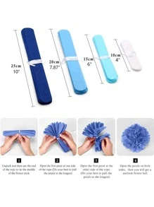 Bộ 8/16 quả cầu hoa giấy màu xanh và trắng, hoàn hảo cho đám cưới, sinh nhật, tiệc tùng và trang trí nhà cửa, Giáng sinh - Màu xanh lam - Xem 5