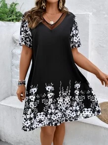 SHEIN LUNE Vestido con estampado floral de malla