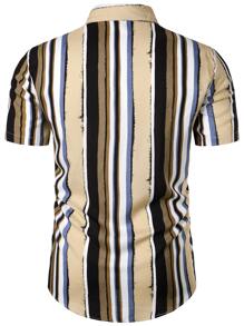 Áo sơ mi Nam Nút phía trước Sọc Giải trí - Nhiều màu - Xem 2