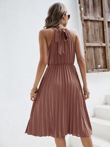 SHEIN Frenchy Đầm Xếp li màu trơn Thanh lịch - Bụi hồng - Xem 2