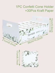 1pc Paper Storage Holder & 30pcs Gift Wrapping Paper, Floral & Plant Pattern Gift Wrapping Tool For Party - Multicolor - View 3