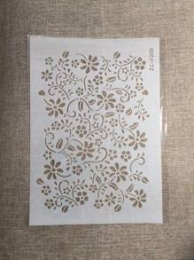 1pc White Plastic A4 Flower Painting Stencil - White - View 3