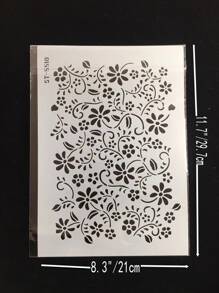 1pc White Plastic A4 Flower Painting Stencil - White - View 2