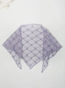 1入組女士花卉刺繡休閒圍巾 - 淡紫色 - 查看 2