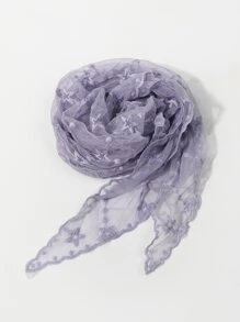 1入組女士花卉刺繡休閒圍巾 - 淡紫色 - 查看 5