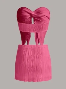 SHEIN ICON Twist Front Asymmetrical Hem Tube Top & Bodycon Skirt