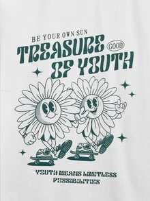 SHEIN 男孩標語和印花T恤和短褲