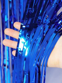 1 khăn trải bàn tua rua kim loại, váy bàn hình chữ nhật bằng dây kim loại màu xanh lam dùng cho Giáng sinh, sinh nhật, trang trí tiệc cưới, Giáng sinh - Màu xanh lam - Xem 2