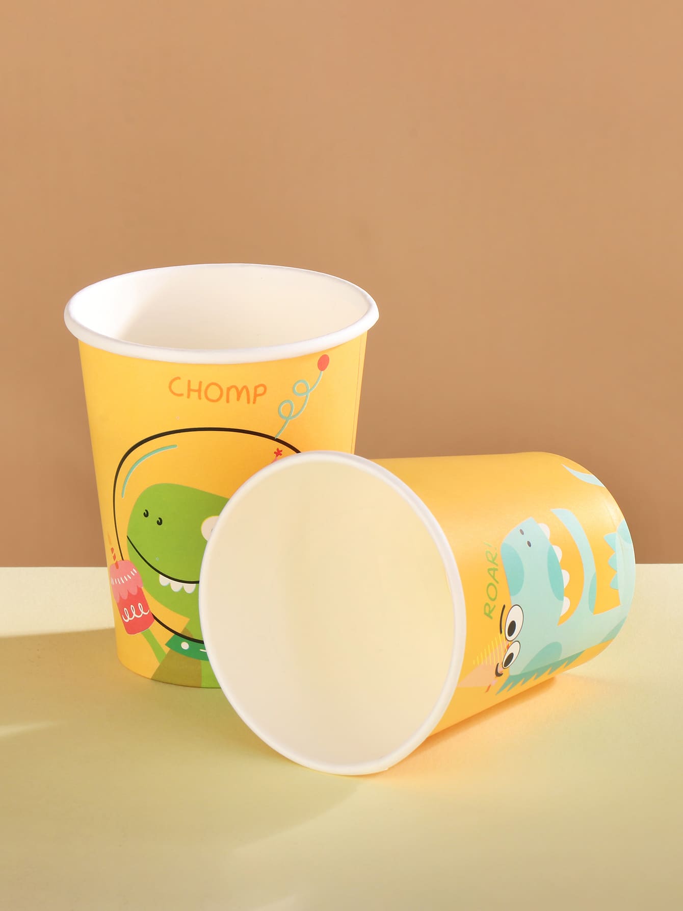 16pcs Cartoon Dinosaur Print Paper Disposable Cup, Modern Disposable Paper Cup For Party - Multicolor - View 1